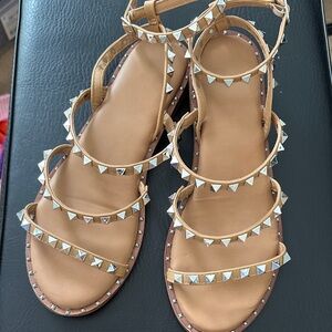 Elegant Tan Studded Sandals